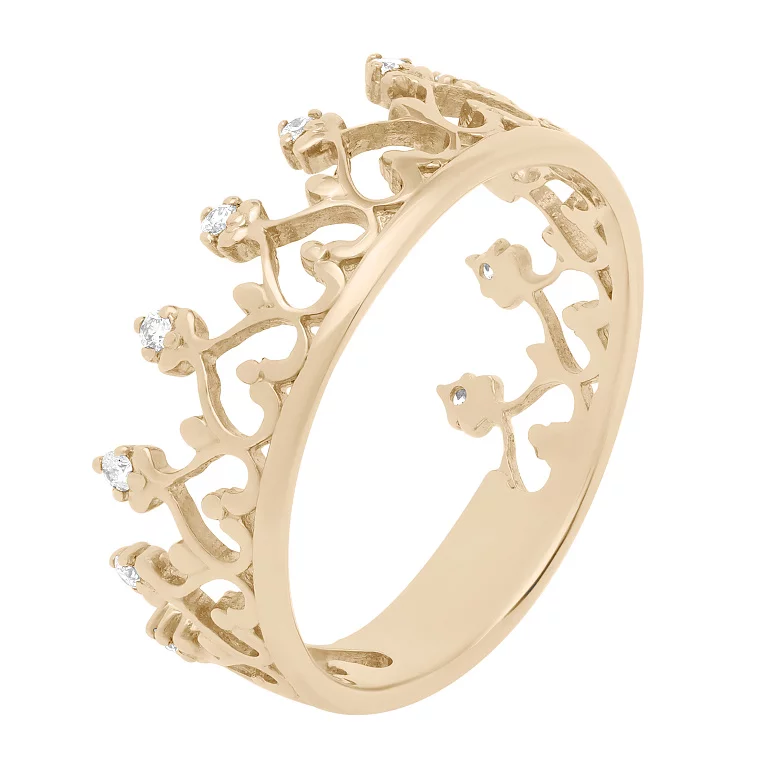 Кольцо в красном золоте с бриллиантами в форме короны. Артикул 1125: цена, отзывы, фото – купить в интернет-магазине AURUM