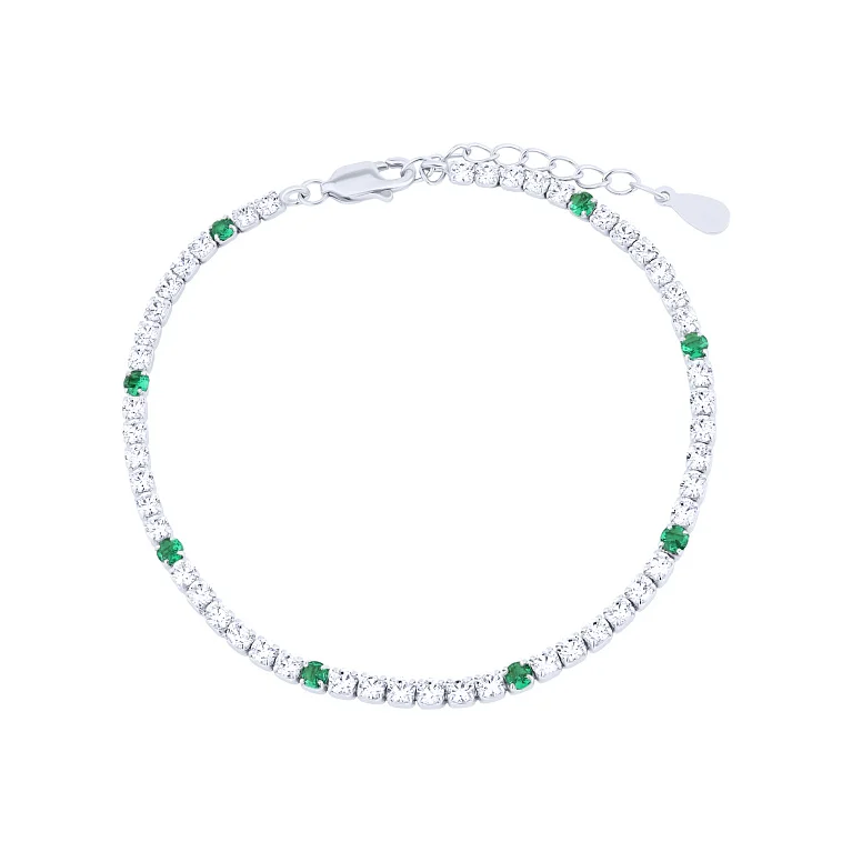 Тенісний браслет зі срібла з фіанітами - 2132456