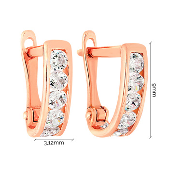 Сережки-дорожки из красного золота с фианитами - 960680
