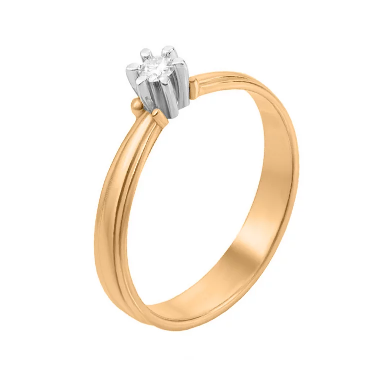 Золота каблучка для заручин зі вставкою з діаманта. Артикул 50617/14/1/8011: ціна, відгуки, фото – купити в інтернет-магазині AURUM