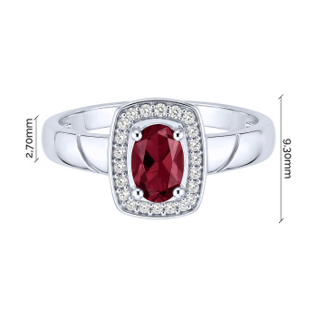 Серебряное кольцо "Квадрат" с рубином и фианитами - 2297425