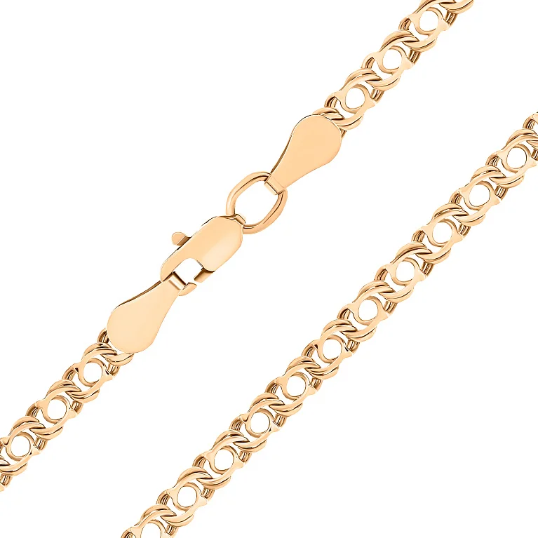 Цепочка в минималистичном стиле из красного золота с плетением бисмарк козацкий - 2128248