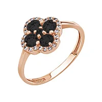 Каблучка "Конюшина" з червоного золота з фіанітами - 1791548