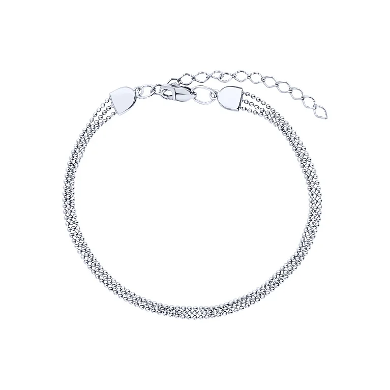 Серебряный тройной браслет в плетение гольф - 2127585