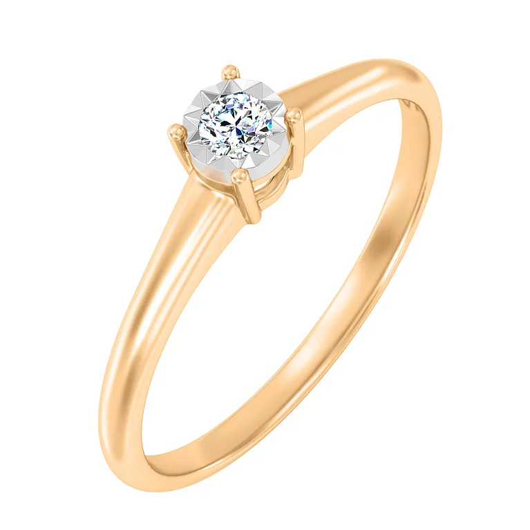 Кольцо из комбинированого золота с бриллиантом - 2126625