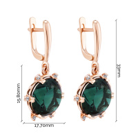 Серьги из красного золота с подвесом, кварцем и фианитами - 2086741