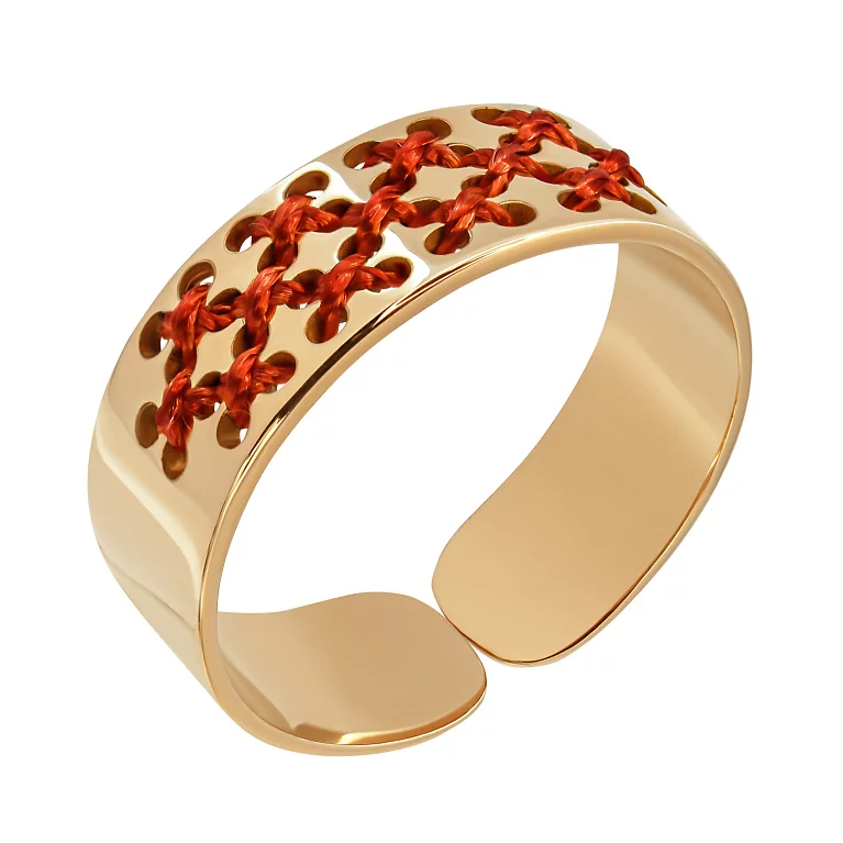 Золотое кольцо с шелком и элементами вышивки . Артикул 501-50010: цена, отзывы, фото – купить в интернет-магазине AURUM