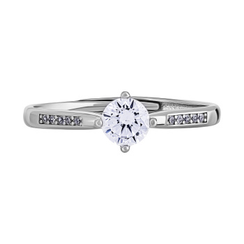 Серебряное раздвижное кольцо с дорожкой фианитов - 1991374