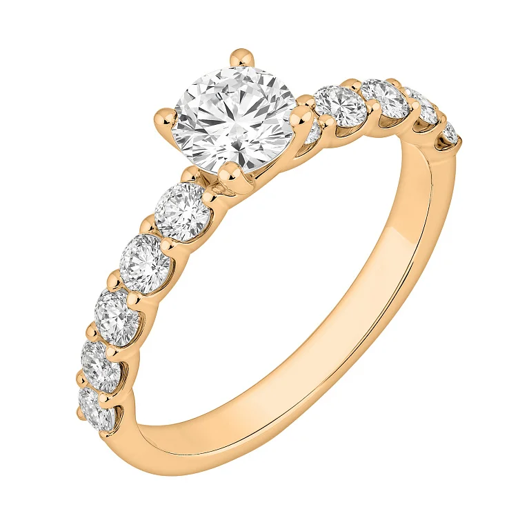 Каблучка із червоного золота з діамантами - 2115790