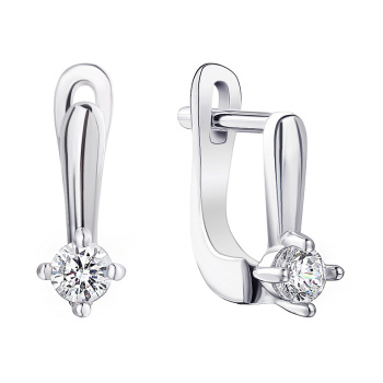 Серьги детские из серебра с фианитом - 1508565