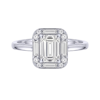 Серебряное кольцо "Геометрия" с фианитами - 2279876
