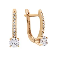 Серьги из красного золота с фианитом - 1468158