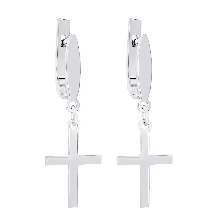 Срібні сережки з підвісками "Хрестики". Артикул 7502/А141/1сР: ціна, відгуки, фото – купити в інтернет-магазині AURUM