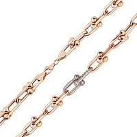 Стильне кольє в червоному золоті з фіанітами та плетінням якір - 1974453