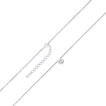 Серебряное колье с подвесом с фианитом плетение якорь - 2240470