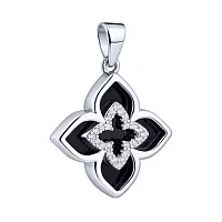 Підвіс "Квітка" зі срібла з оніксом та фіанітами - 2211000