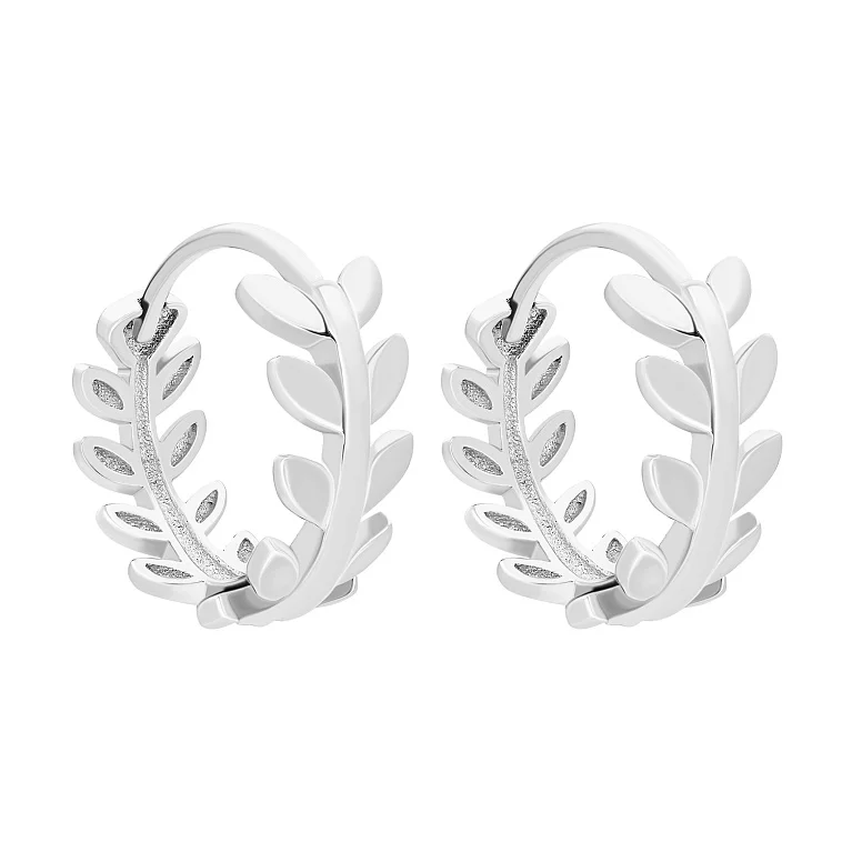 Серебряные серьги-кольца в форме веточки. Артикул 7502/2142614: цена, отзывы, фото – купить в интернет-магазине AURUM