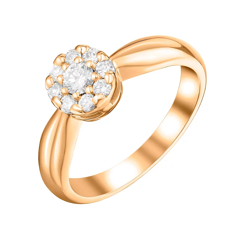 Кольцо из красного золота с россыпью бриллиантов. Артикул К1641: цена, отзывы, фото – купить в интернет-магазине AURUM
