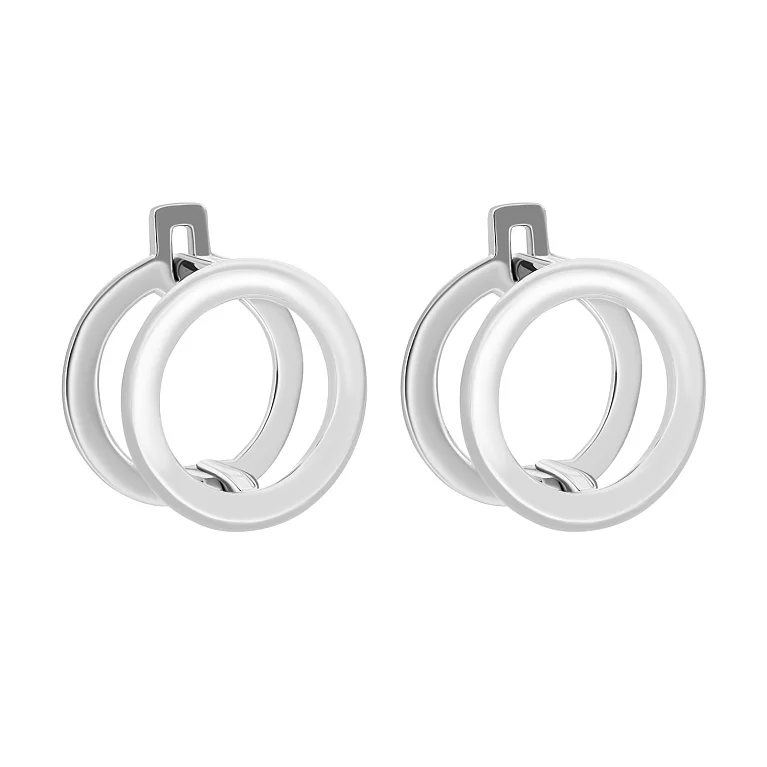 Срібні сережки "Коло" з родіюванням. Артикул 7502/с122/0: ціна, відгуки, фото – купити в інтернет-магазині AURUM