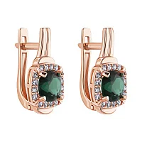 Сережки з червоного золота з турмаліном та фіанітами - 2086541