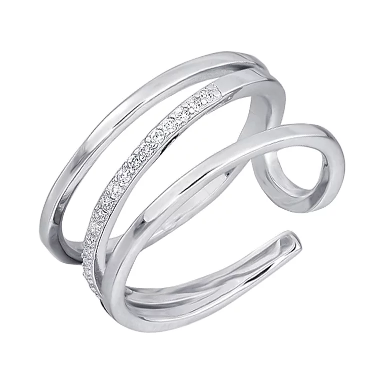 Кольцо серебряное тройное с фианитами. Артикул 7501/К2Ф/261: цена, отзывы, фото – купить в интернет-магазине AURUM