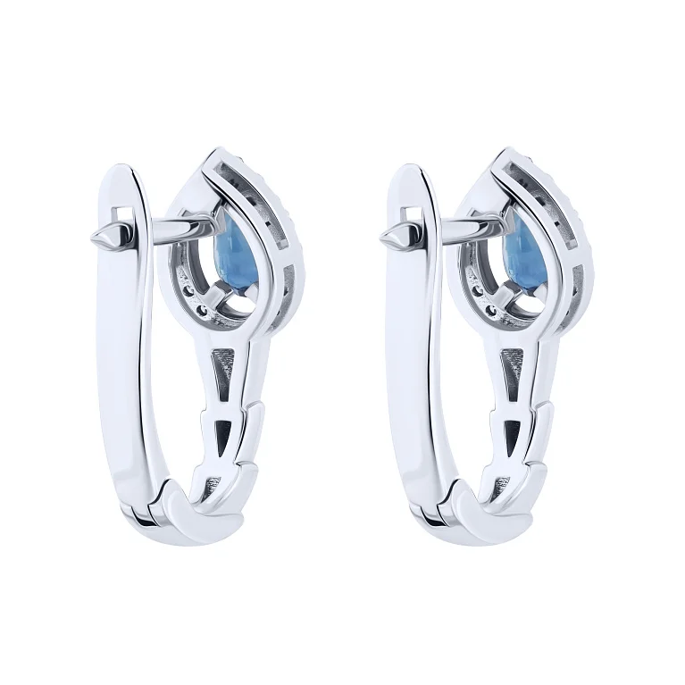 Серьги из белого золота с сапфиром и бриллиантами - 2138055