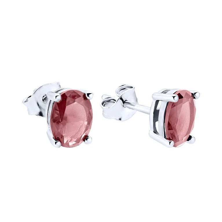 Сережки-пусеты из серебра с альпинитом - 2225314