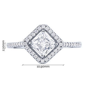 Серебряное кольцо "Квадрат" с фианитами  - 2236269