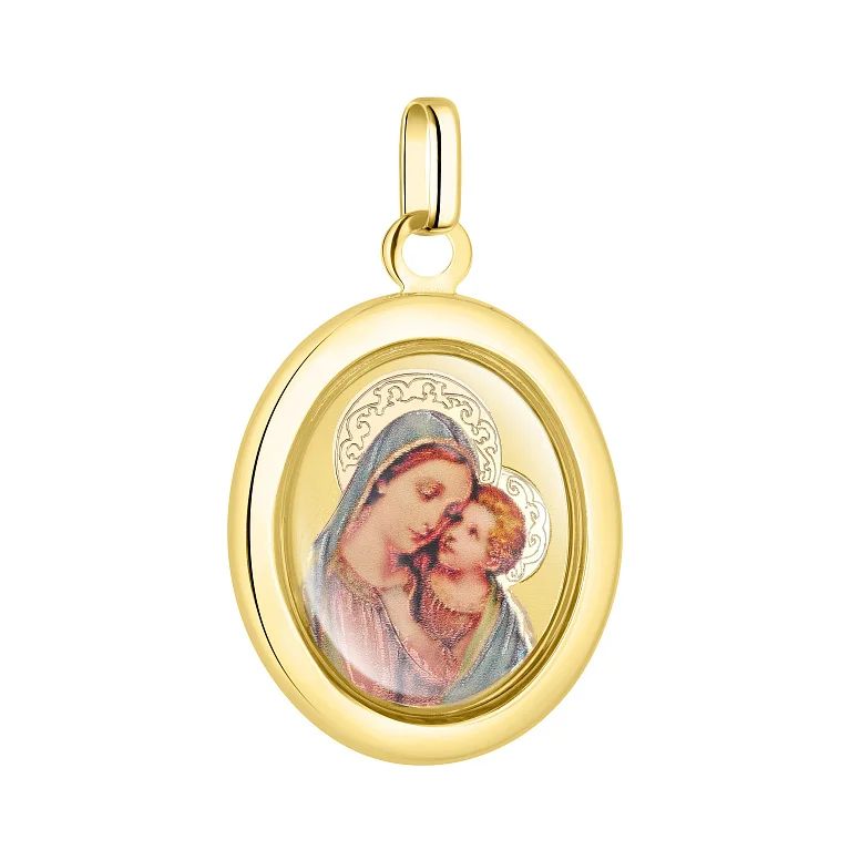 Ладанка в лимонном золоте "Матерь Божья с младенцем" - 2167035