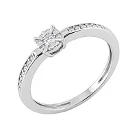 Каблучка з білого золота з розсипом діамантів - 2182910