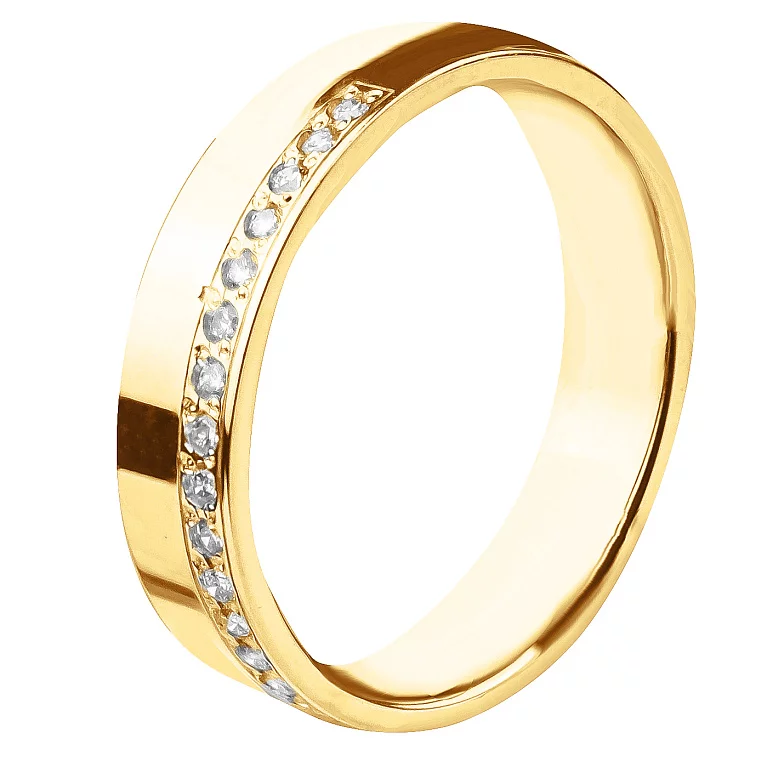 Обручальное кольцо из красного золота с бриллиантами. Артикул КОА7137: цена, отзывы, фото – купить в интернет-магазине AURUM
