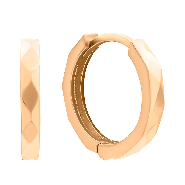Сережки-кольца из красного золота с "Гранями". Артикул 2066095: цена, отзывы, фото – купить в интернет-магазине AURUM