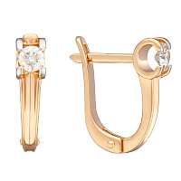Золоті сережки з діамантом. Артикул 2103509201: ціна, відгуки, фото – купити в інтернет-магазині AURUM