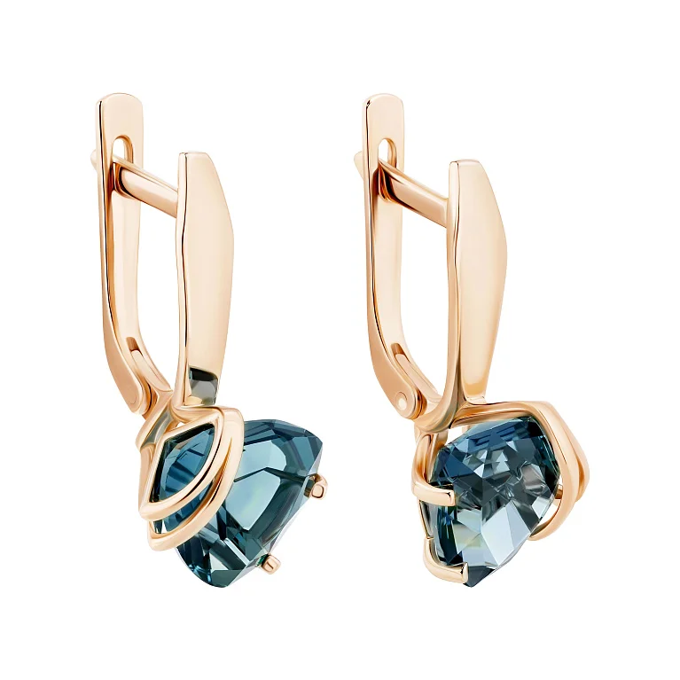 Сережки у червоному золоті з топазом лондон - 2178342