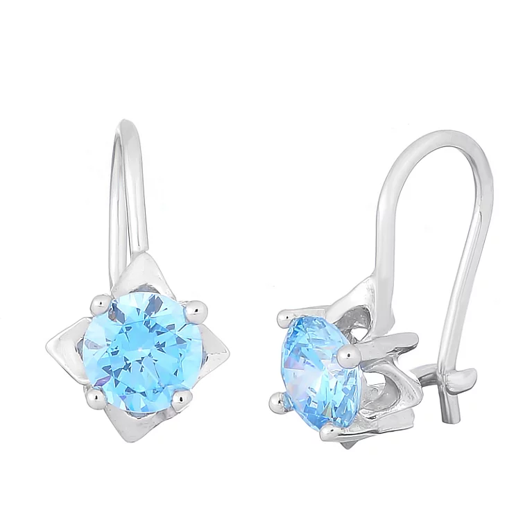 Серебряные серьги с фианитом. Артикул 7502/С2ФТ/159: цена, отзывы, фото – купить в интернет-магазине AURUM