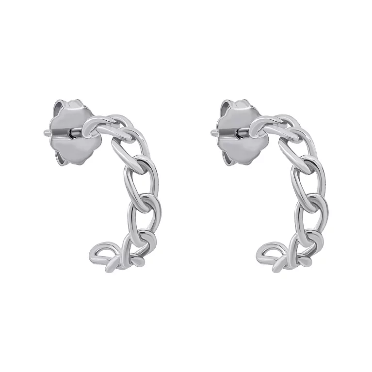 Срібні сережки-гвоздики "Ланцюги". Артикул 7518/6274: ціна, відгуки, фото – купити в інтернет-магазині AURUM