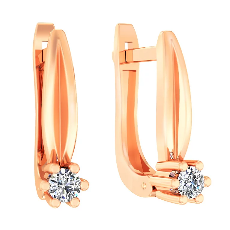 Золоті сережки з діамантом. Артикул С011015015: ціна, відгуки, фото – купити в інтернет-магазині AURUM