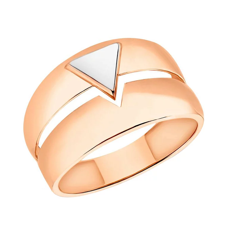 Двойное кольцо "Треугольник" из комбинированого золота. Артикул 155114кб: цена, отзывы, фото – купить в интернет-магазине AURUM