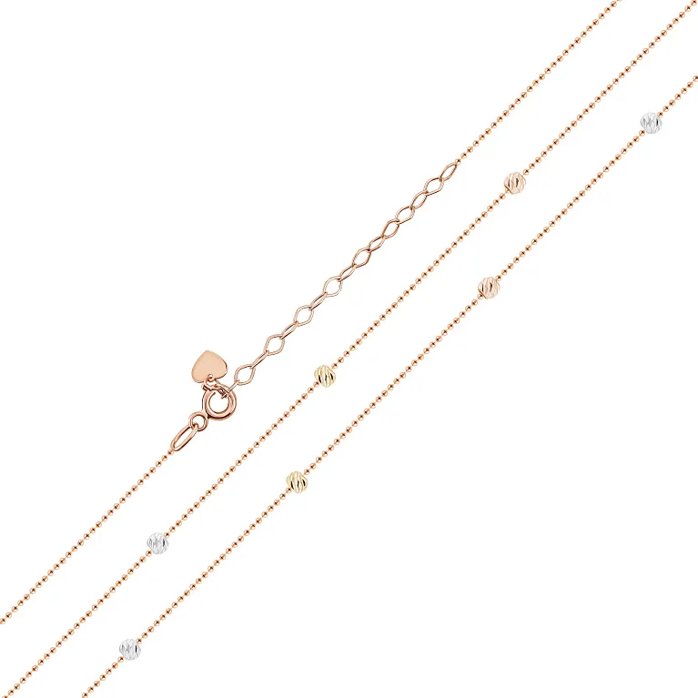 Колье "Шарики" из комбинированного золота плетение гольф - 2188667