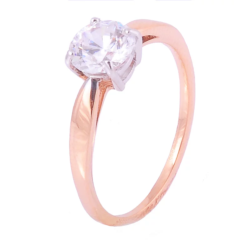 Помолвочное кольцо в комбинированном золоте с фианитом. Артикул К1551: цена, отзывы, фото – купить в интернет-магазине AURUM