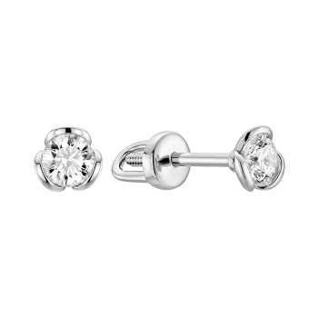 Серьги-гвоздики из белого золота с бриллиантом - 2279216