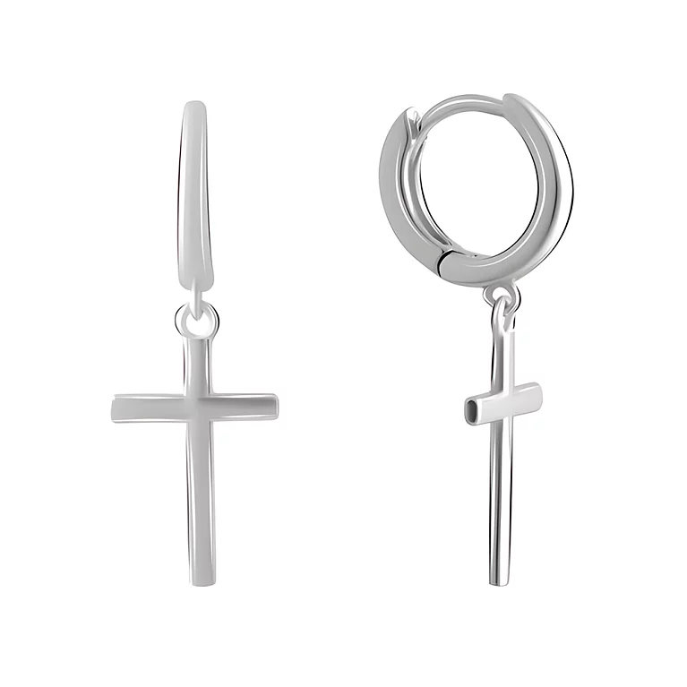 Серебряные серьги-кольца с подвесными крестиками. Артикул 7502/2081326: цена, отзывы, фото – купить в интернет-магазине AURUM