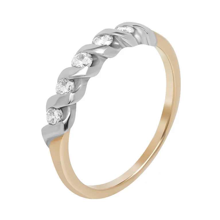 Кольцо из комбинированного золота с бриллиантами. Артикул 53069/14/1/8031: цена, отзывы, фото – купить в интернет-магазине AURUM