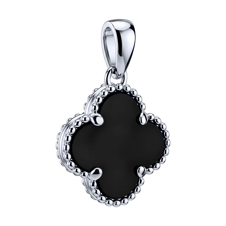 Підвіс "Конюшина" зі срібла з оніксом - 2194816