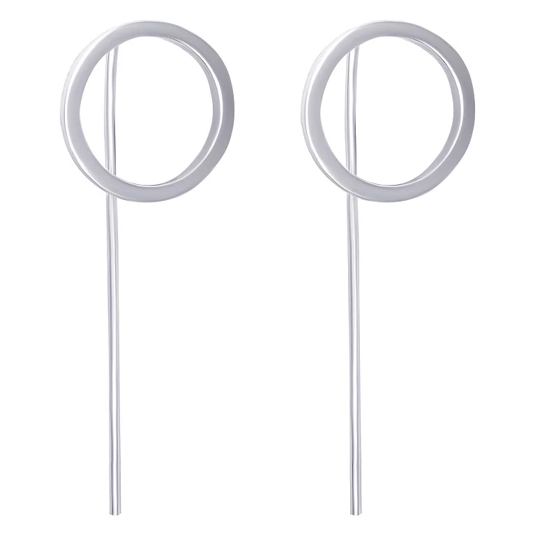 Сережки-протяжки срібні "Коло". Артикул 506-1,0-р: ціна, відгуки, фото – купити в інтернет-магазині AURUM