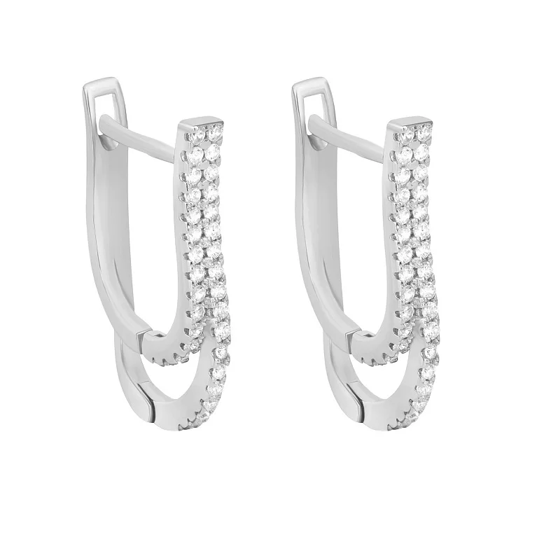 Срібні сережки з доріжками фіанітів. Артикул 7502/С2Ф/170: ціна, відгуки, фото – купити в інтернет-магазині AURUM
