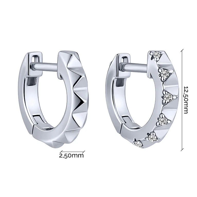 Серебряные серьги-кольца с фианитами - 2123391