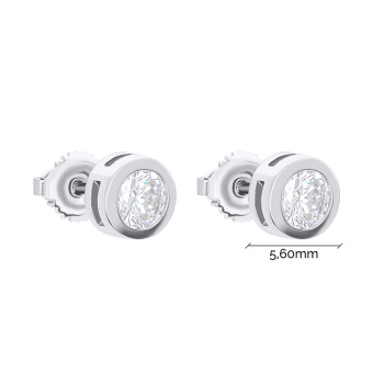 Сережки-гвоздики из серебра с фианитами - 1486353