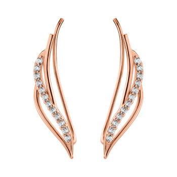 Серьги-клаймберы из красного золота з фианитами - 776106