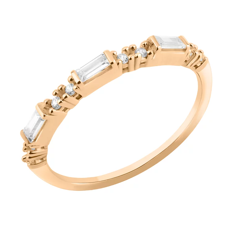 Тонкое кольцо из красного золота с фианитами. Артикул 155585: цена, отзывы, фото – купить в интернет-магазине AURUM